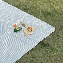 체크 방수 돗자리 감성 피크닉, 그린, M