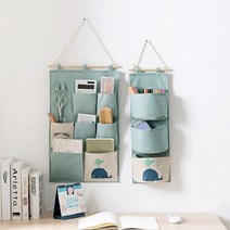 패브릭 월포켓 다용도 벽걸이 포켓 수납 주머니 벽수납 인테리어 소품 정리함 3칸 7칸, No.04패브릭벽걸이포켓7칸스카이