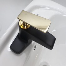 이레타일 세면수전 욕실수도꼭지 세면대수전 욕실수전 4인치수전 세면대수전(이글) BLACK&GOLD, 1개
