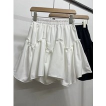 한국판 스커트 여 여름 불규칙 목 귓바퀴 A라인 볼륨 스커트 작은 키 허리 밴딩 날씬해 보이는 짧은 치마