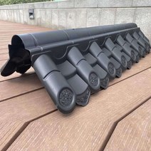PVC 플라스틱 기와 타일 담장 지붕 기왓장 한옥 양면, 갈색
