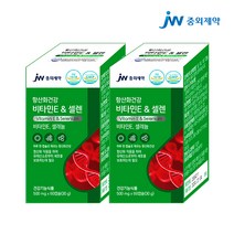 JW중외제약 항산화건강 비타민E & 셀렌 셀레늄 60정 천연 비타민e 영양제 토코페롤 세포보호 노화방지 피부 비타민c 미백 항산화제, 2개입, 60캡슐