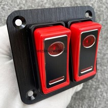 판넬스위치 램프 명판 하이 엔드 브랜드 디자인 led 금속 로커 스위치 패널 포트 12v 콘센트 조합 방수 스위치 자동차 해양 보트, 2 갱 블랙 레드