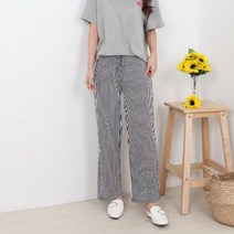 여성용 밴딩하의 와이드핏 일자팬츠 허리 편한 긴바지 스트라이프바지 마약바지 통바지