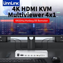 KVM스위치DP KVM스위치ATEN usb스위치 Unnlink-4 k60hz HDMI KVM 멀티뷰어 스위치 핫키 4x1 쿼드 스크린, 02 EU Plug