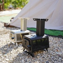 화목 난로 펠렛 접이식 미니멀 캠핑용 바베큐 그릴, 07.실버+어댑터