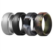 MINIDORA 남성용 실리콘 링 통기성 좋은 내구성 고무 안전 밴드 결혼식 커플 기념품 및 야외 운동 체육관 액티브 운동용, Style 1-4 Pack