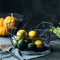 철제바구니 철망바스켓 다용도 과일 귤 바나나 트레이, B형블랙쉐입바스켓