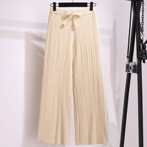 여성 가을 와이드 키작녀 슬랙스 통바지 스판 팬츠 밴딩 니트 바지 티셔츠 세트