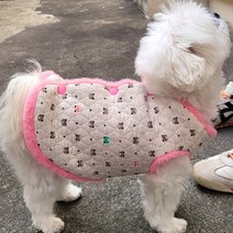 해피앤퍼피 오가닉 양면조끼 외출복 겨울조끼 실내복 강아지옷 애견옷 댕댕이옷, 핑크베어양면퍼