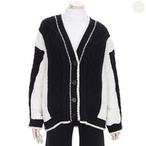 르니앤맥코이 GD01 패딩배색꽈배기가디간 MK02CD124