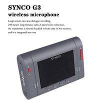 synco g3 무선 녹음 마이크 48khz 내장 오디오 믹서 dslr 스마트폰용 250m 무선 전송 라발리에 마이크, 회색