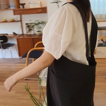 방가지똥 앞치마 심플 블랙 린넨 앞치마