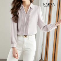 카라 KARRA 오픈카라플리츠블라우스_KB3SBL075C
