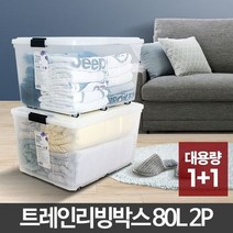 트레인 리빙박스 80L 2P 플라스틱 수납 옷수납 정리, 본상품선택