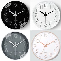 무소음 벽시계 거실 안방 자녀방 사무실 까페 유리시계, 핑크