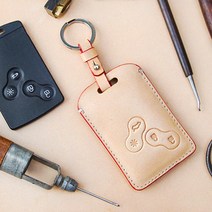 허가공방 수공예 천연가죽 르노삼성 SM3 SM5 올뉴SM7 QM5 스마트키 케이스, 삼성4버튼-러블리핑크, FREESIZE