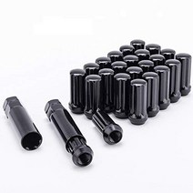 Orion Motor Tech 24-Piece M14x1.5 Lug Nuts Black with Spline Tuner XL 2 inches Length Conical After, 1