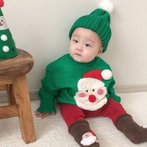방울 산타 아기 크리스마스 티셔츠 겨울 촬영룩
