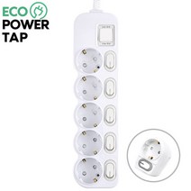 에코파워탭 국산 LED 메인 절전 과부하차단 5구 멀티탭 + L자1구 + 안전커버, 1세트, LED 개별 5구 4.5m +L자1구 1개
