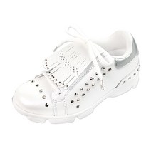 엠엔엑스15 여성 클래식 탈부착 태슬 포인트 스터드 장식 키높이 소가죽 연습용 스크린 스파이크리스 골프화 6cm