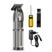 MADESHOW최신 M6 남성용 전문 헤어 클리퍼 모든 금속 헤어 커팅 머신 이발 기계 7200rpm, Silvery_Eu 플러그