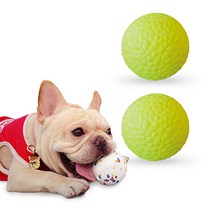 케이알펫츠 강아지 튼튼한 장난감 이갈이 치석제거 분리불안해소 아브론 도그볼 공 S 소형견용, 네온그린, 2개입