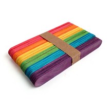 [아이디몬] KC인증 하드스틱 대 15cm 50개 원목 나무 색상 혼합 책갈피 수업용 막대 만들기 하드바, 컬러혼합