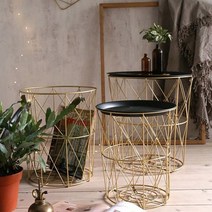 더준 철제 북유럽 수납 사이드테이블, 소형