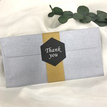 마음담는날 용돈 상품권 봉투(펄)+땡큐스티커+띠지 10개입 1세트, 실버펄set