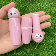 화장품 케이스 핑크 컬러 귀여운 립스틱 케이트 만화 빈 립밤 수제, 3.50PCS - pink - 플라스틱