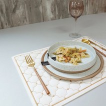 아르떼펠레 골드 플라워 사각 테이블 매트2P - 베이지