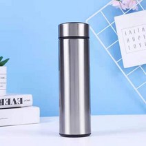 온도스마트물병 보온병 500ML 스마트 절연 워터 컵 터치 디스플레이 온도 스테인레스 스틸 커피 머그잔 선물, [01] 500 미리리터, [06] Silver