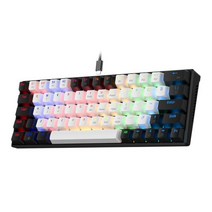KA6406 키보드 RGB USB 기계 게임 64 키 유선 분리형 케이블 휴대용머 레드 스위치 캡, White Black