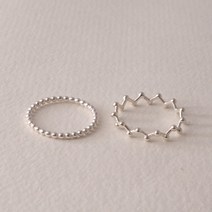 멜팅공방 1+1 실버925 볼 체인 두줄 레이어드 반지 세트