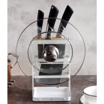 (국내발송) 다용도 주방도구 수납대 칼 도마 수납 꽂이 보관대 주방도구 주방수납, 화이트