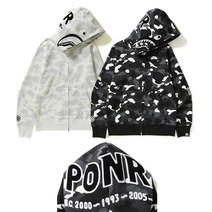 bape 베이프 야광 남녀공용 커플 샤크 후드 힙팝 점퍼