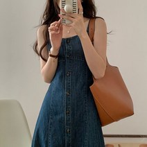 봄원피스 오피스룩 등원룩 롱원피스 여름 데님 끈나시