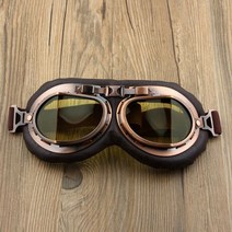 오토바이고글 바이크 고글 레트로 오토바이 안경 빈티지 모토 클래식 할리 파일럿 Steampunk ATV 자전거 구리 헬멧, Yellow