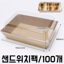 일회용식기 일회용용기 샌드위치 포장 용기 도시락 트레이 사각 햄버거 100개, 1