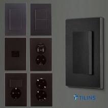 틸인스 Ti2 다크블랙 전기 스위치 매립 콘센트 커버 교체 방 벽 인테리어 USB 방우형, 38.Ti2다크블랙_맹커버 1개용
