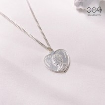 364days 925실버 퀸 하트코인 목걸이 전체순은 남녀공용 빈티지 동전 코인 은목걸이 체인길이 사이즈 선택가능