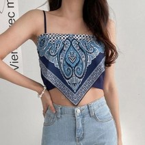 옷자락 [옷자락] 여자 페이즐리 스카프 끈나시 스판 원피스