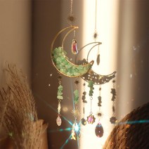 인테리어 소품 장식품 용품 문 선캐처 크리스탈 윈드차임 프리즘 스테인드글라스 볼 라이트 캐처 레인보우 메이커 창문 발코니 홈 가든 데코레이션 윈드차임 윈드차임 무지개 메이커, 05 Green Moon A