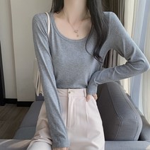 HQINT 여자 긴팔티 빅사이즈 긴팔티셔츠 베이직 봄 티셔츠 여성긴팔 여자긴팔티 봄티 ZA-202426