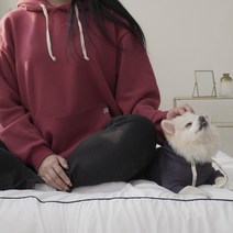 강아지커플룩 늘해랑댕댕 기모 후드 티셔츠, 와인, 강아지옷