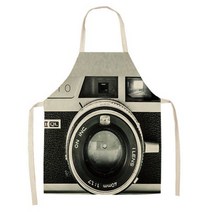 레트로 카메라 패턴 주방 앞치마 여자 면화 빈티지 요리 살롱 드레스, 66x47cm, 3