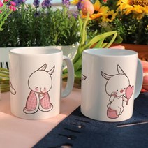 아트박스/꾸밈 tf567-디자인머그컵2p-토끼의하루일상, 본품