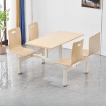 일체형 테이블 의자 식탁 학교 구내식당 매점 공장, 4인용 페인팅 테이블 상판 + 부채꼴 페인트 굽은 목재