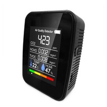 air quality detector co2 meter co2 tester 이산화탄소 tvoc 포름알데히드 값 전기량 온도 습도 측정기, 협력사, 검은 색, 1개